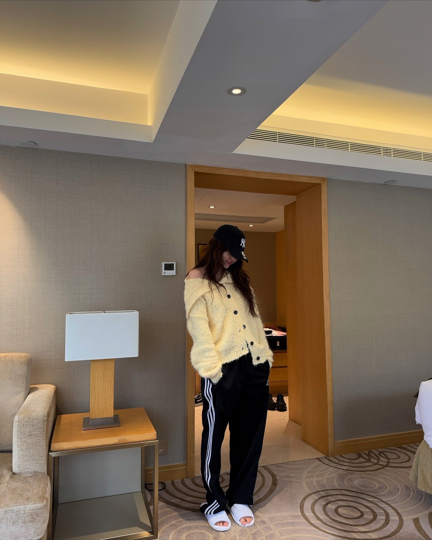 寬鬆單排扣針織羊毛開衫