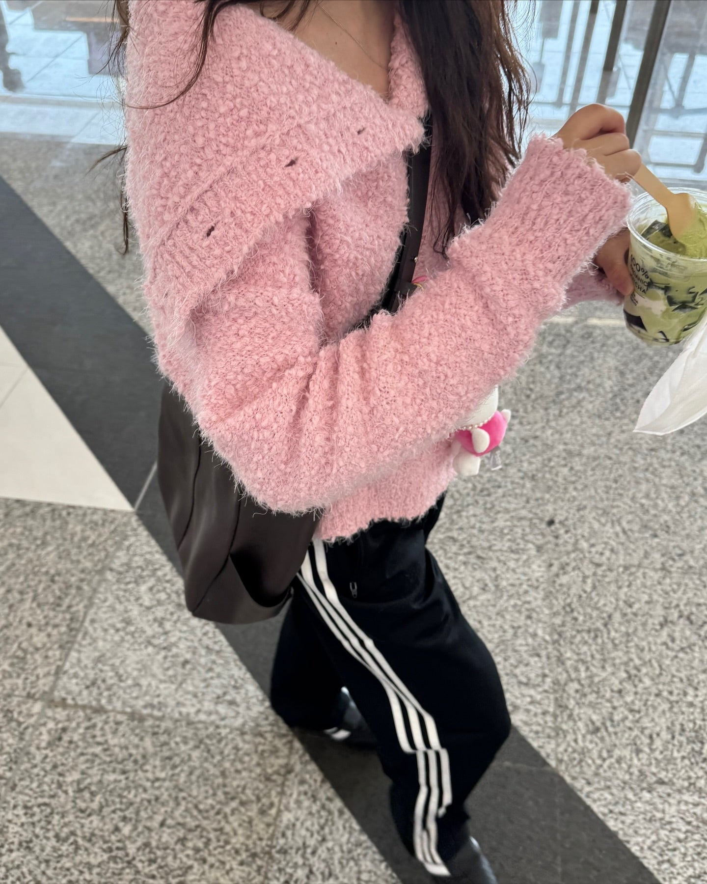 寬鬆單排扣針織羊毛開衫