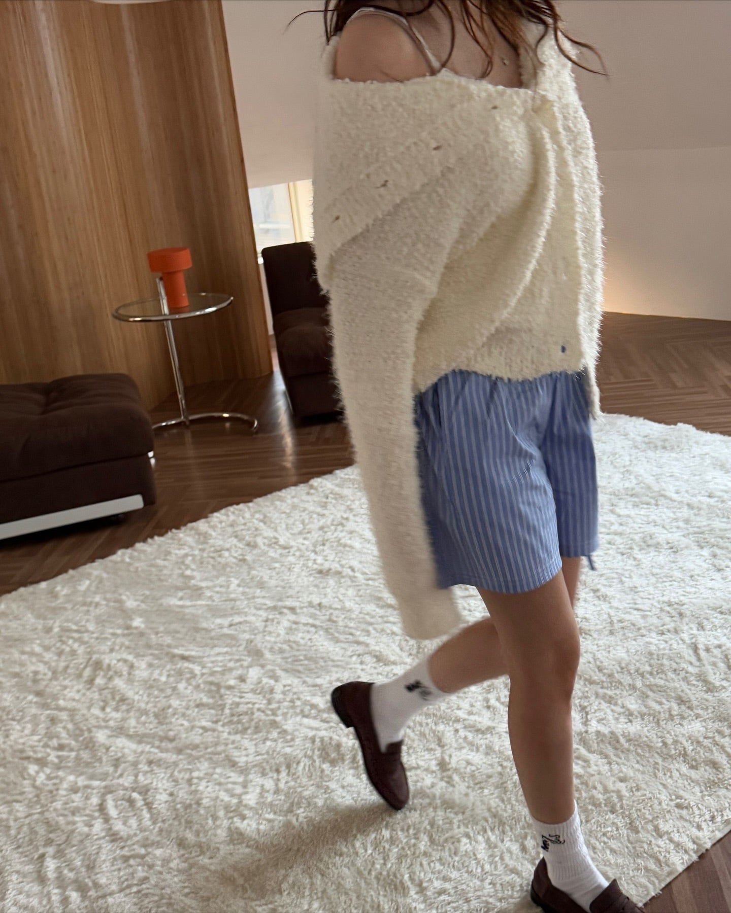 寬鬆單排扣針織羊毛開衫