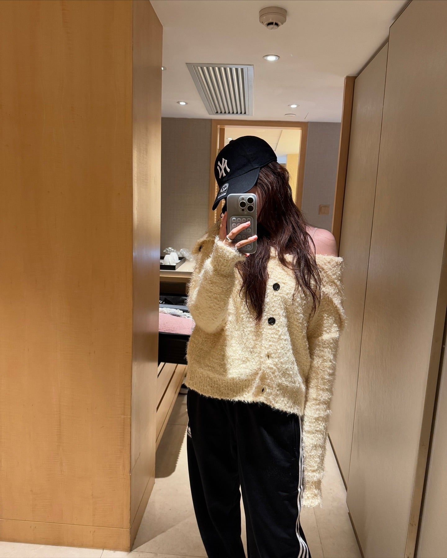 寬鬆單排扣針織羊毛開衫