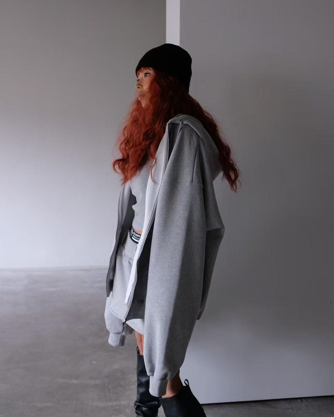 簡約寬鬆連帽運動衛衣外套