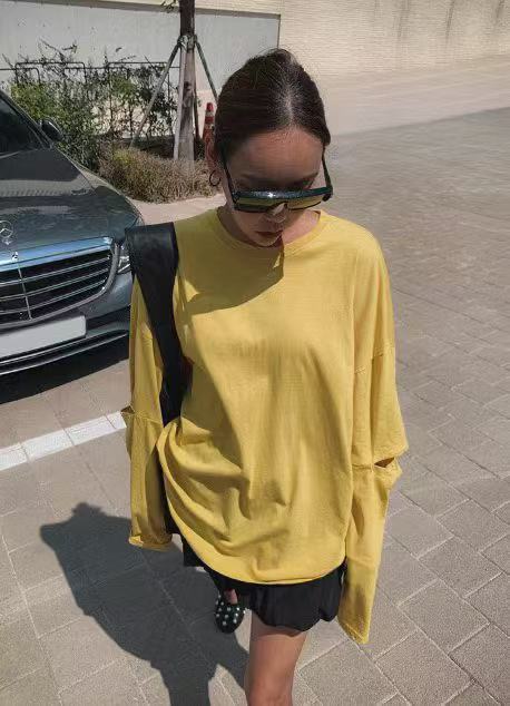 Design round neck versatile long sleeve T-shirt