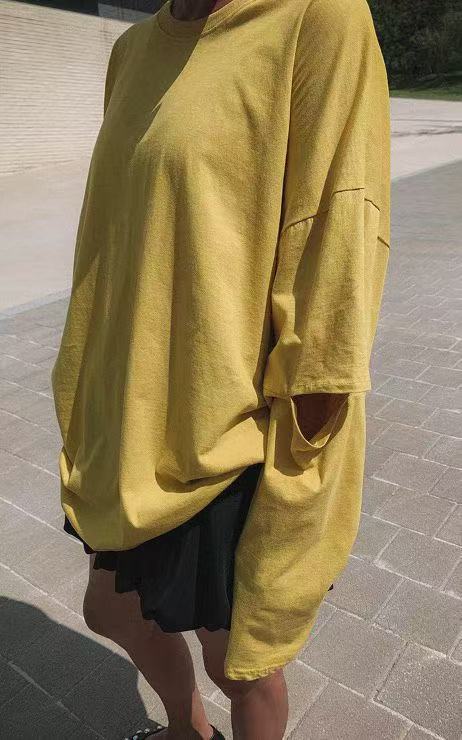 Design round neck versatile long sleeve T-shirt