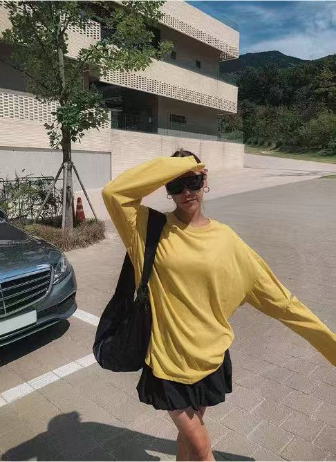 Design round neck versatile long sleeve T-shirt