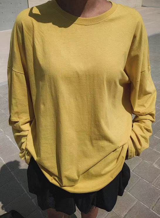 Design round neck versatile long sleeve T-shirt