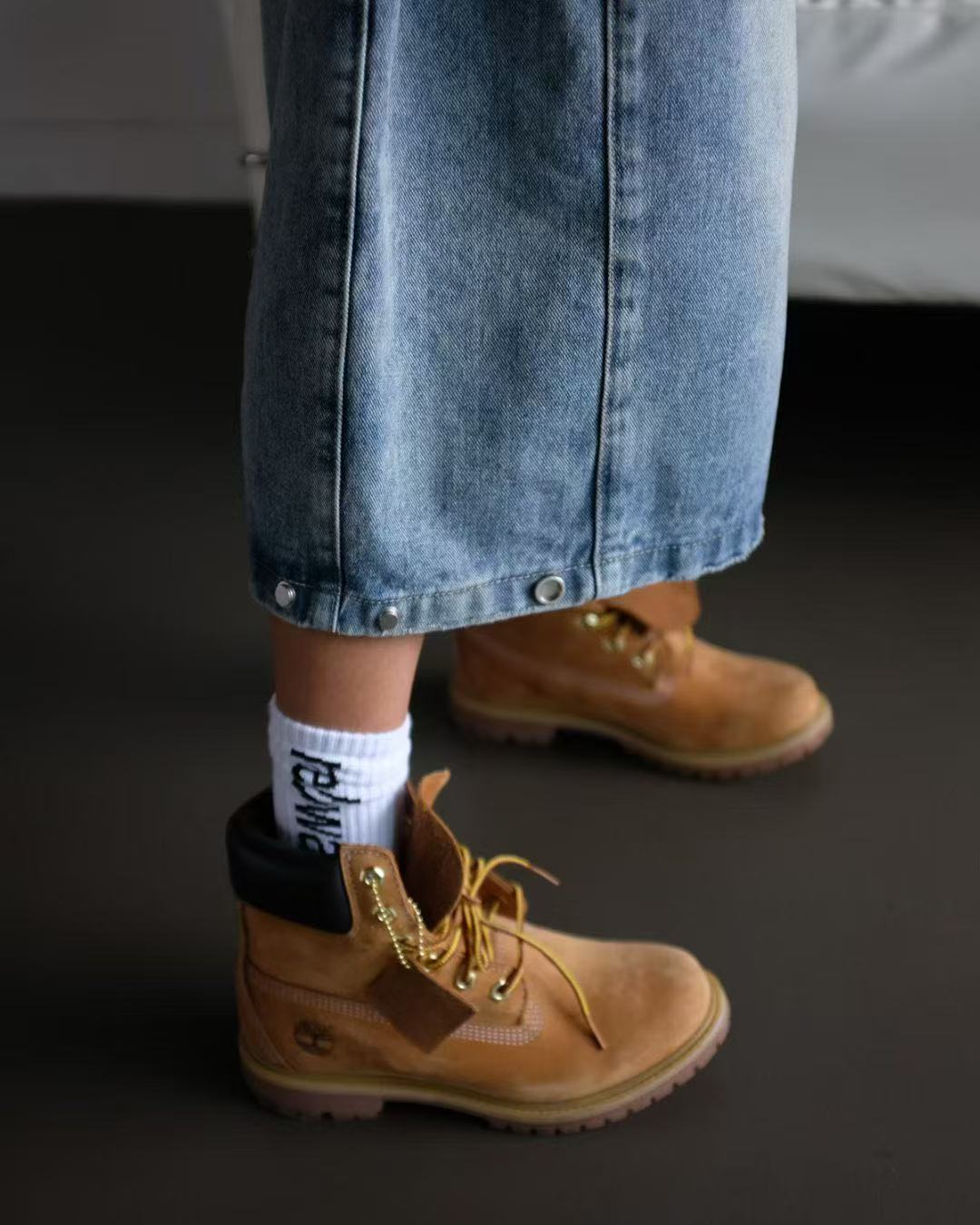 可調節褲頭寬鬆牛仔七分褲