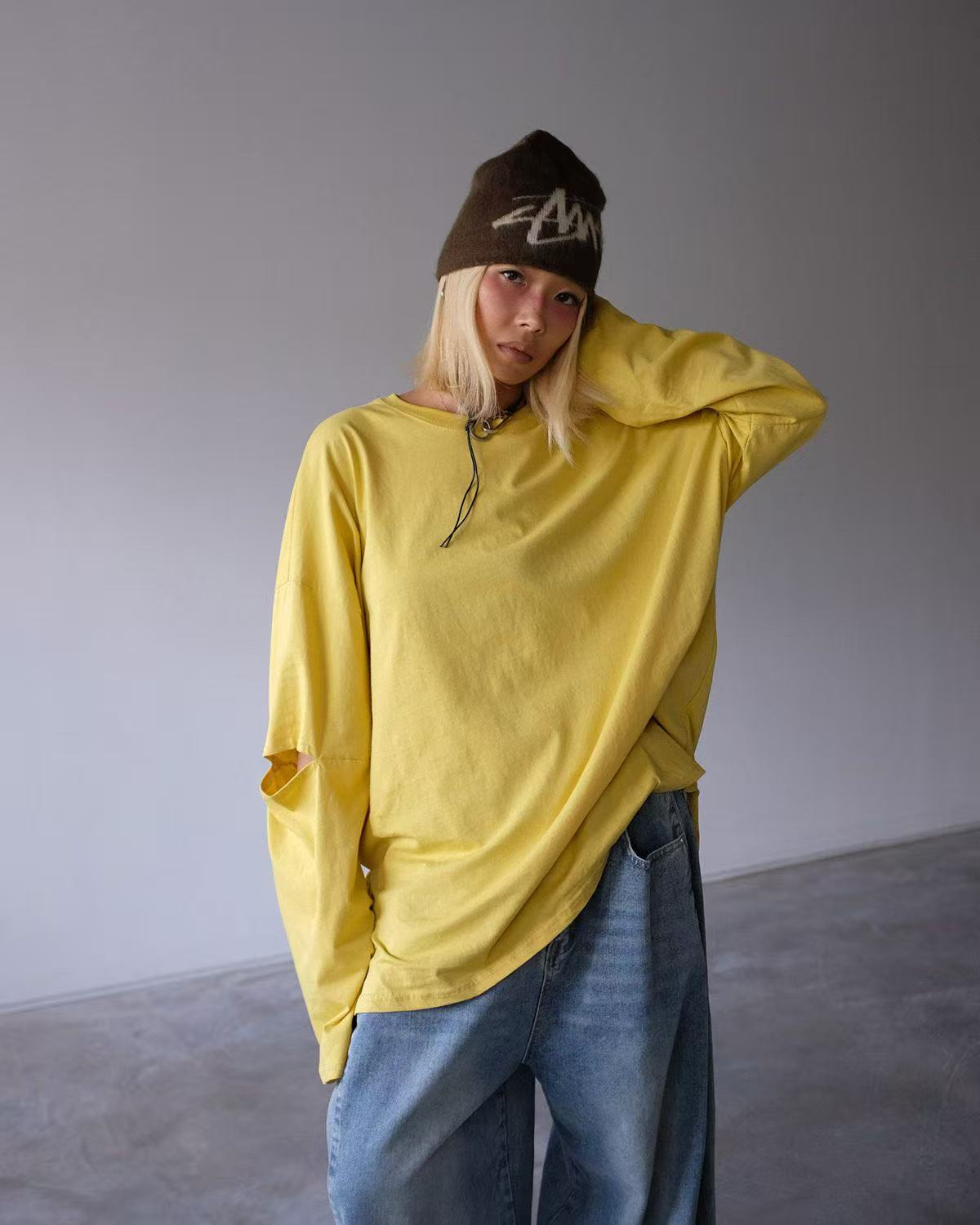 Design round neck versatile long sleeve T-shirt