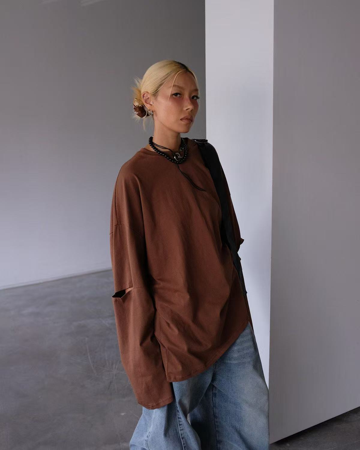 Design round neck versatile long sleeve T-shirt