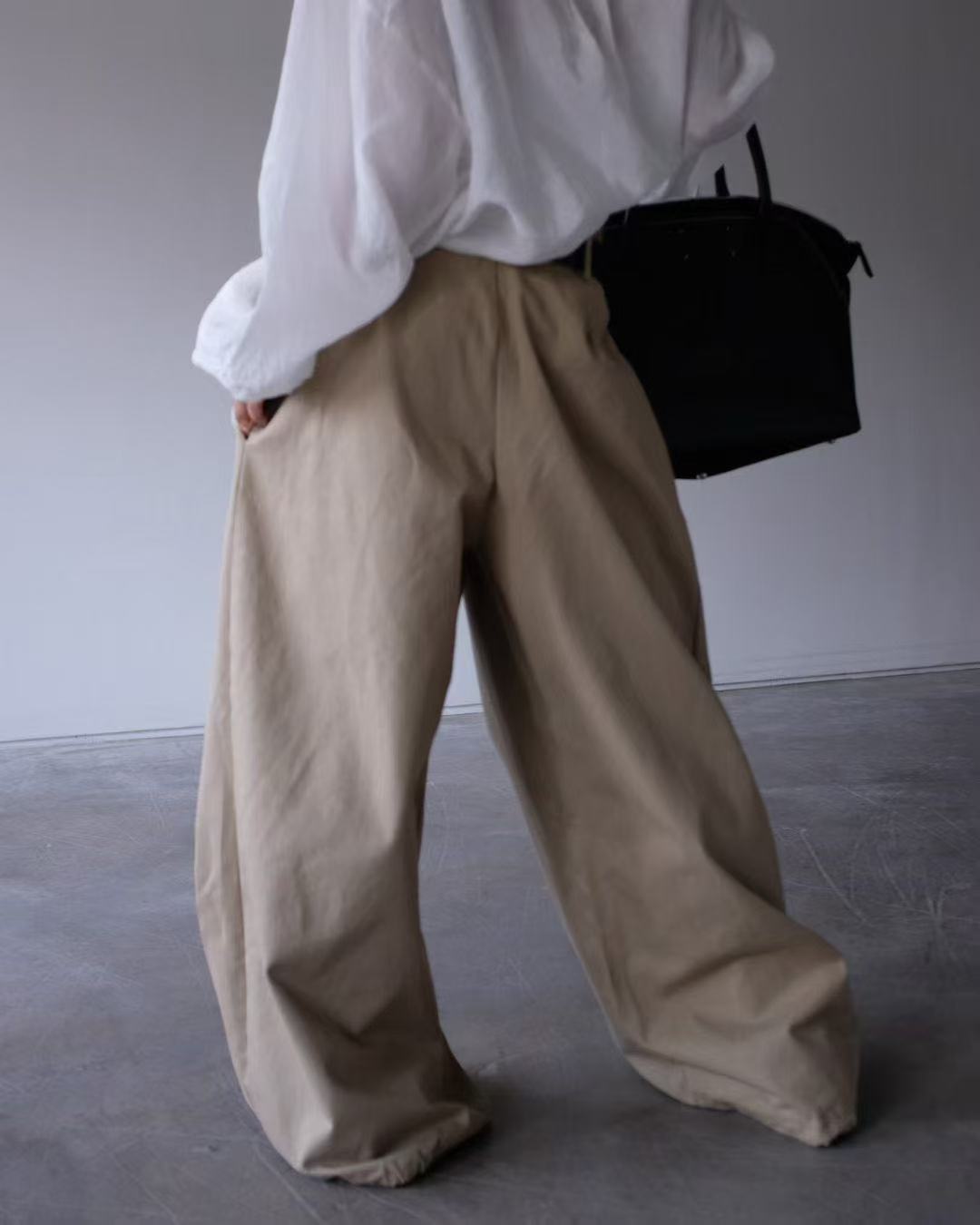 Pleated casual wide-leg trousers