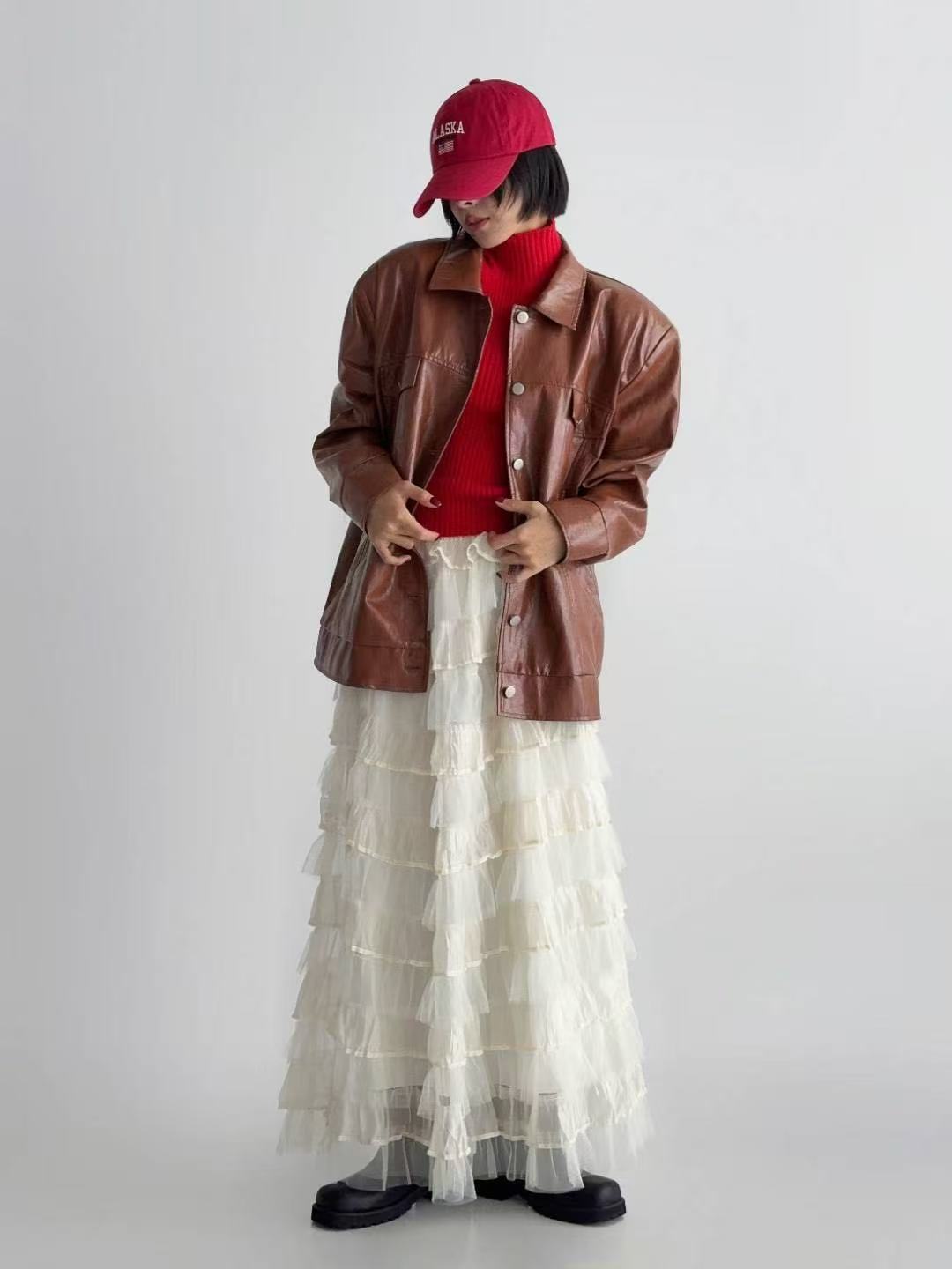 百搭寬鬆休閒皮外套