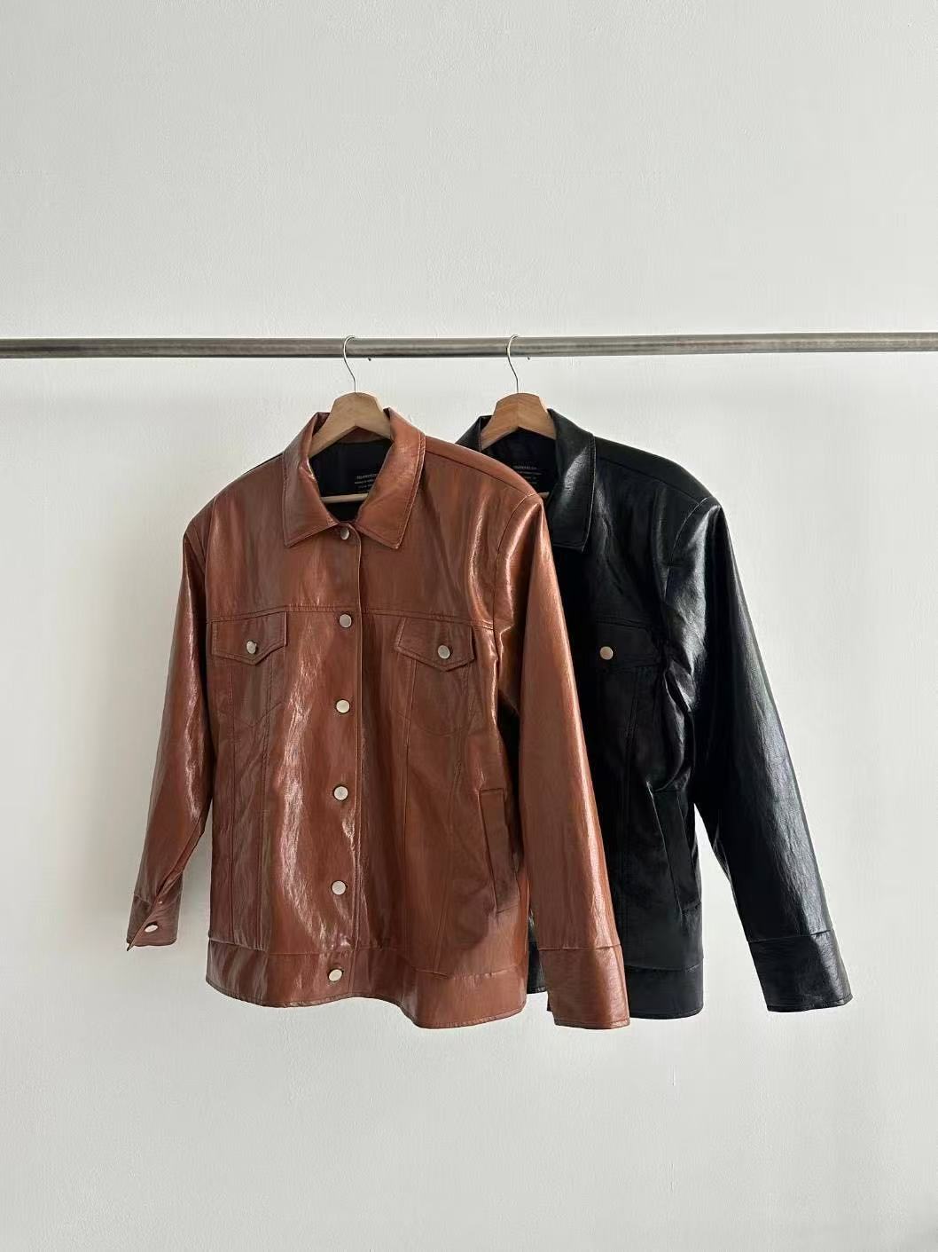 百搭寬鬆休閒皮外套