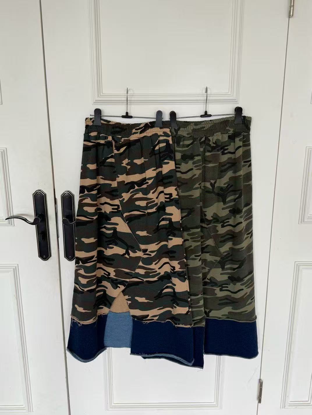 豹紋鬆緊腰開叉百搭過膝半身裙