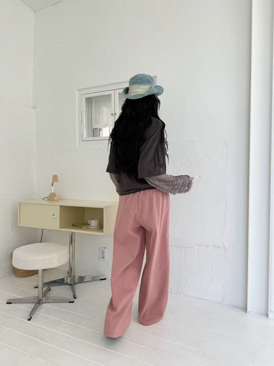 蕾絲花邊口袋休閒運動衛褲