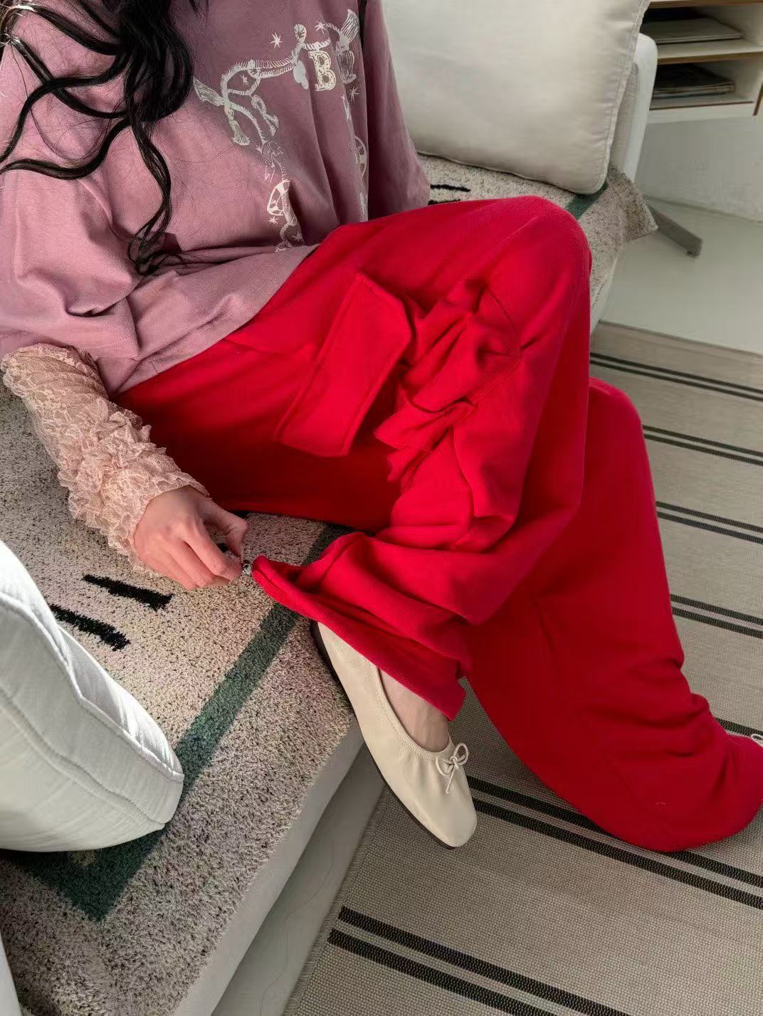 大口袋鬆緊腰可束腳工裝休閒褲