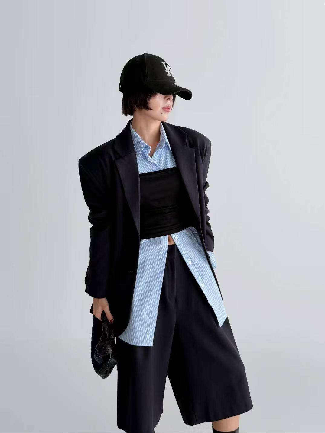 高腰休閒松西裝中褲