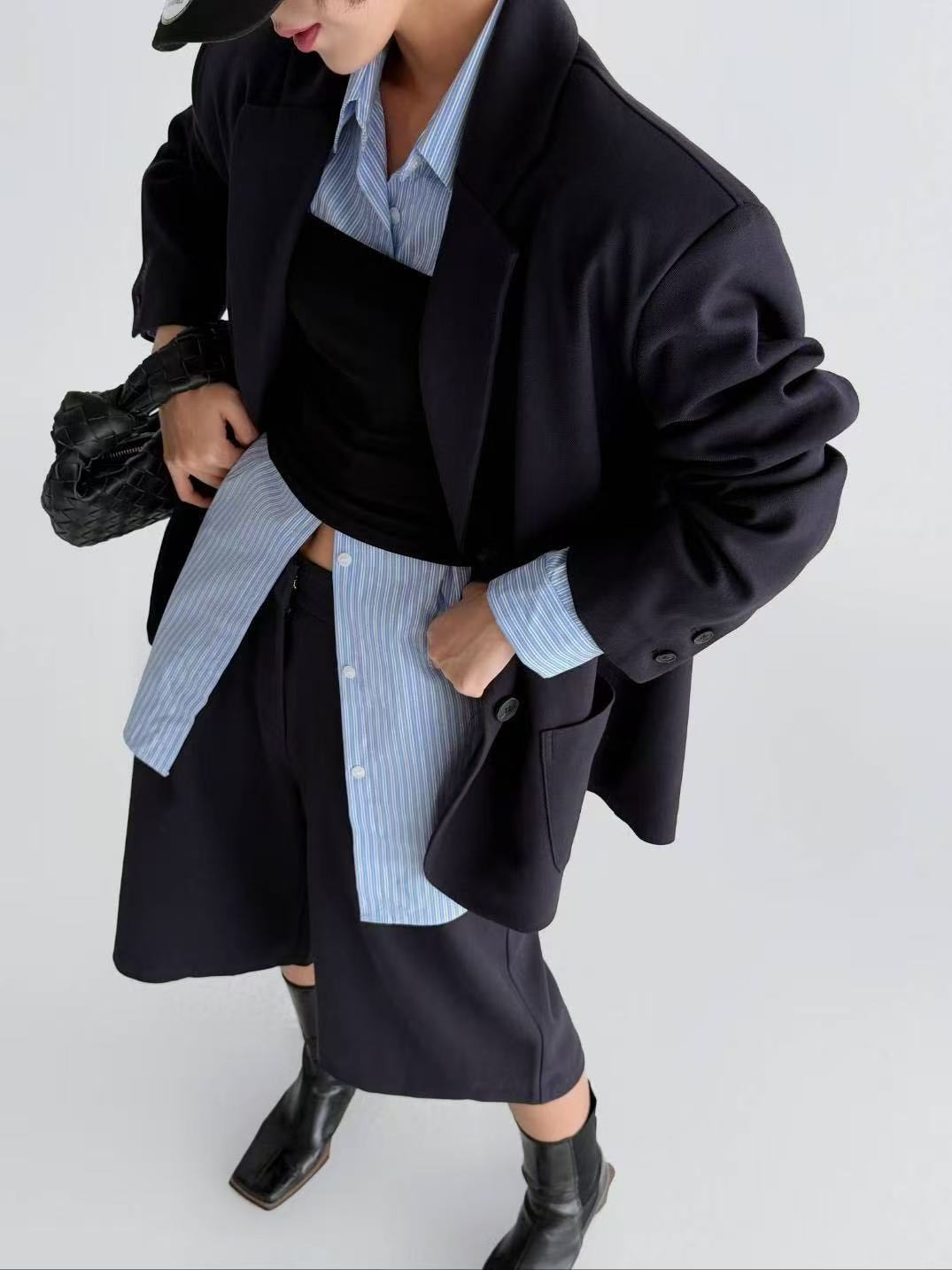 高腰休閒松西裝中褲