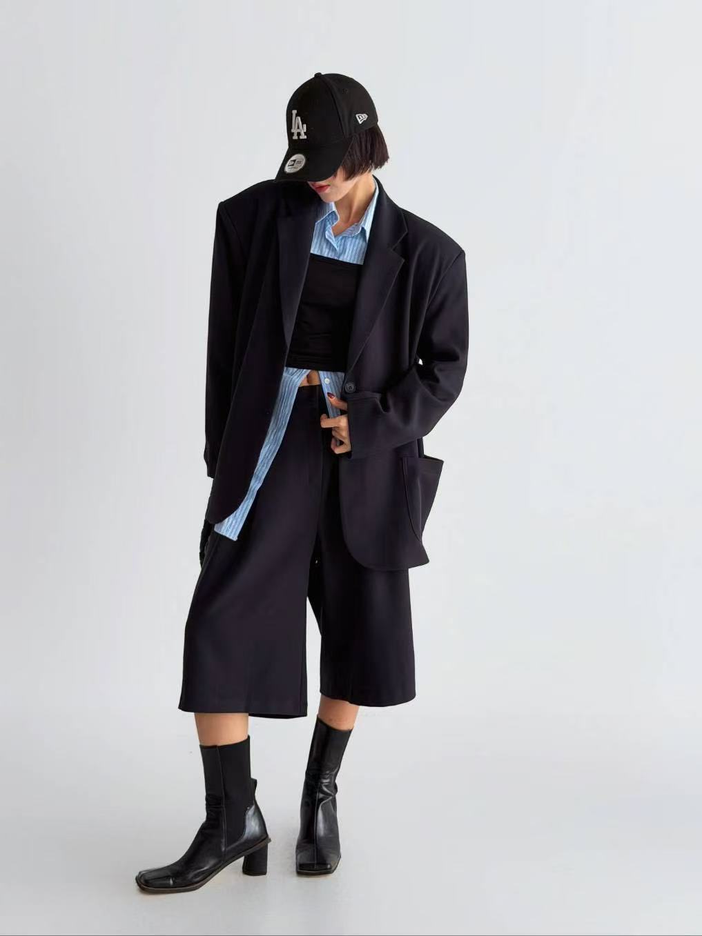 高腰休閒松西裝中褲