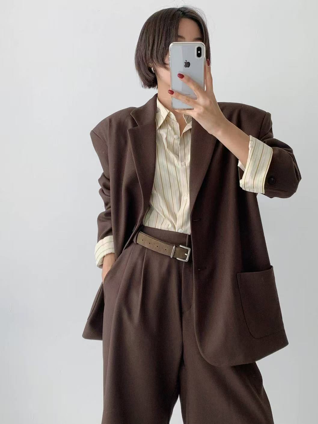 高腰休閒松西裝中褲