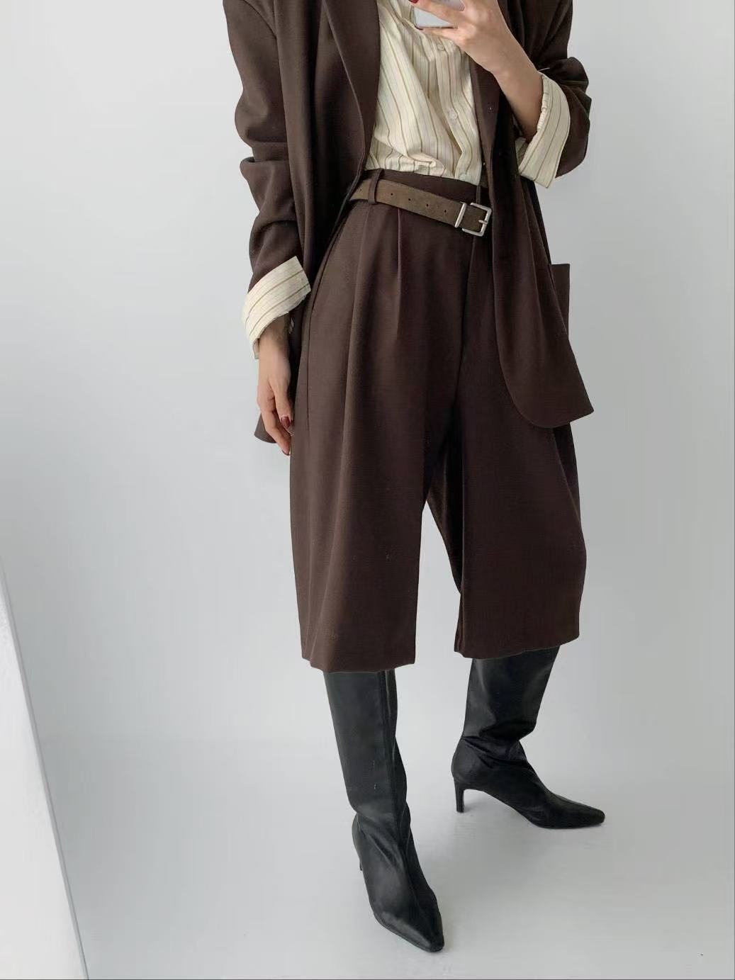 高腰休閒松西裝中褲