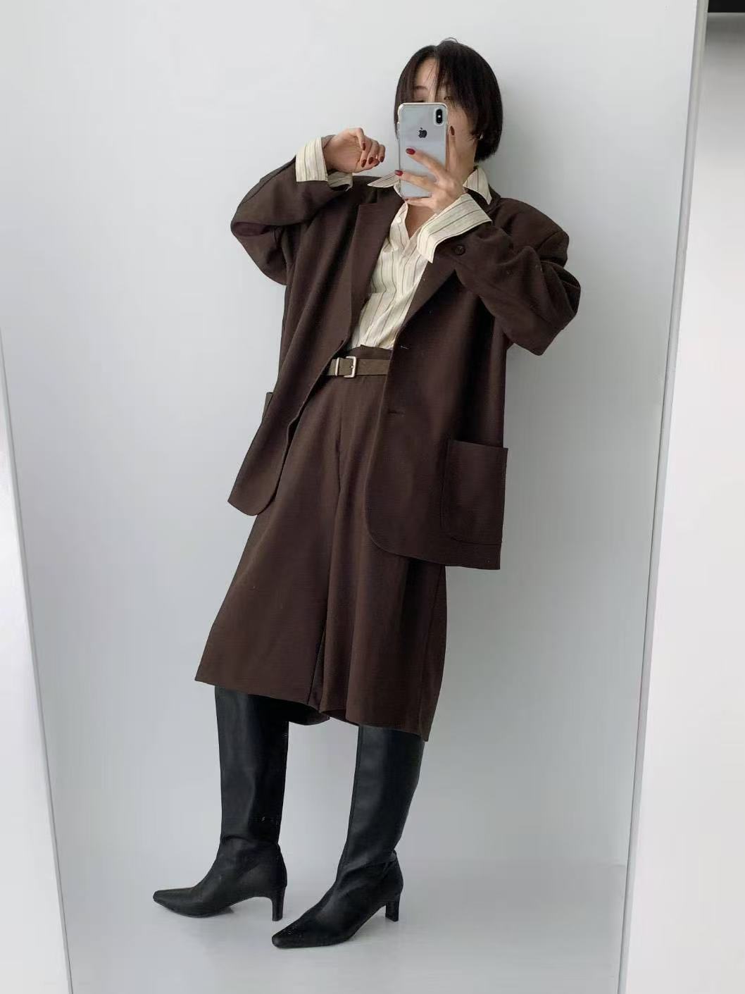 高腰休閒松西裝中褲