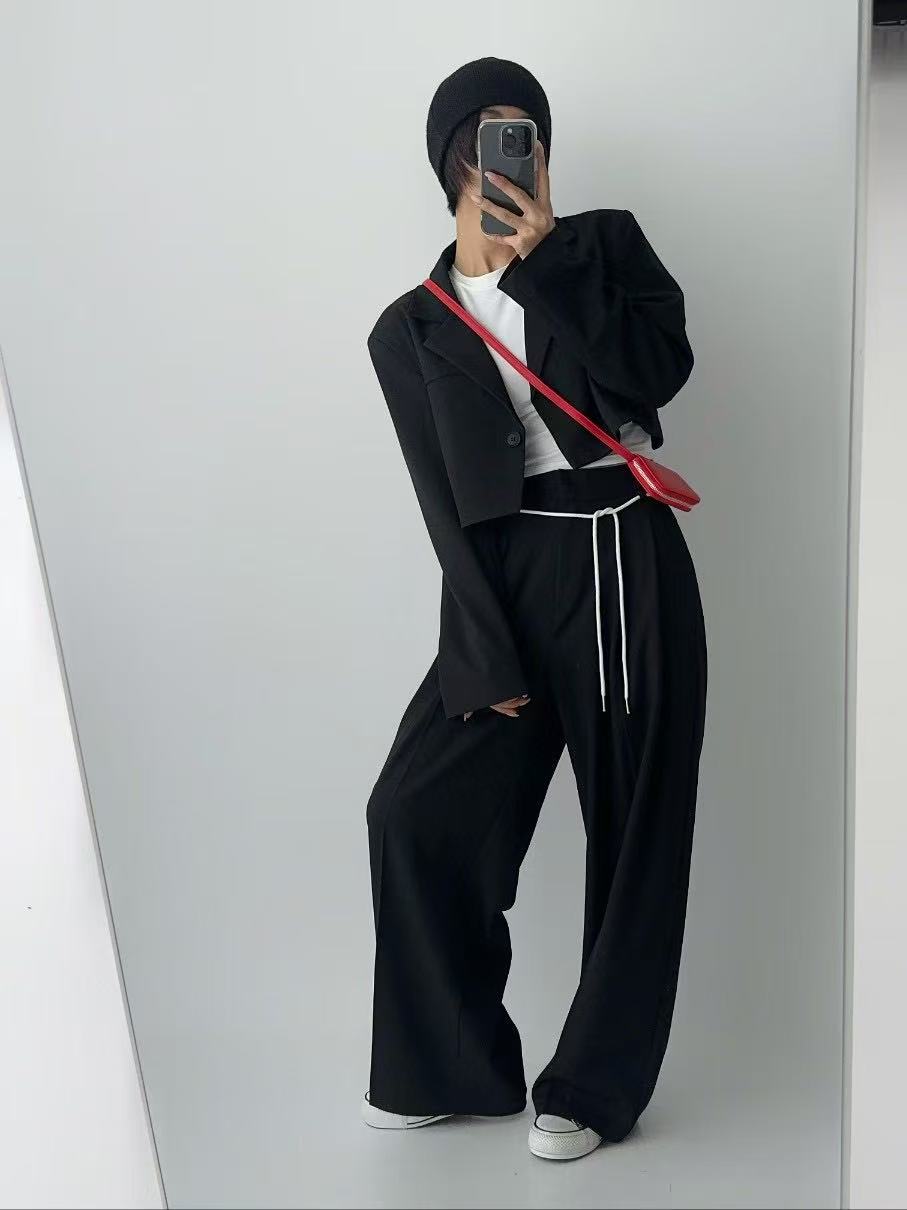 法式翻領單粒扣小西裝外套