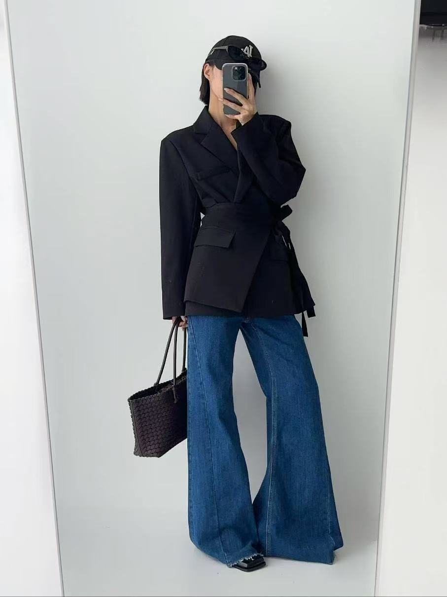 通勤翻領顯瘦休閒西裝配屁簾套裝