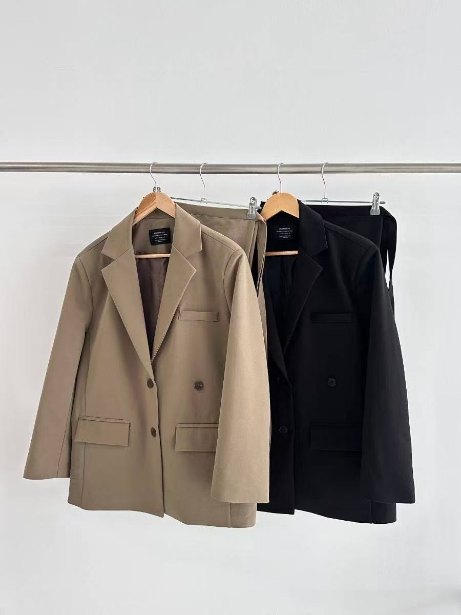 通勤翻領顯瘦休閒西裝配屁簾套裝