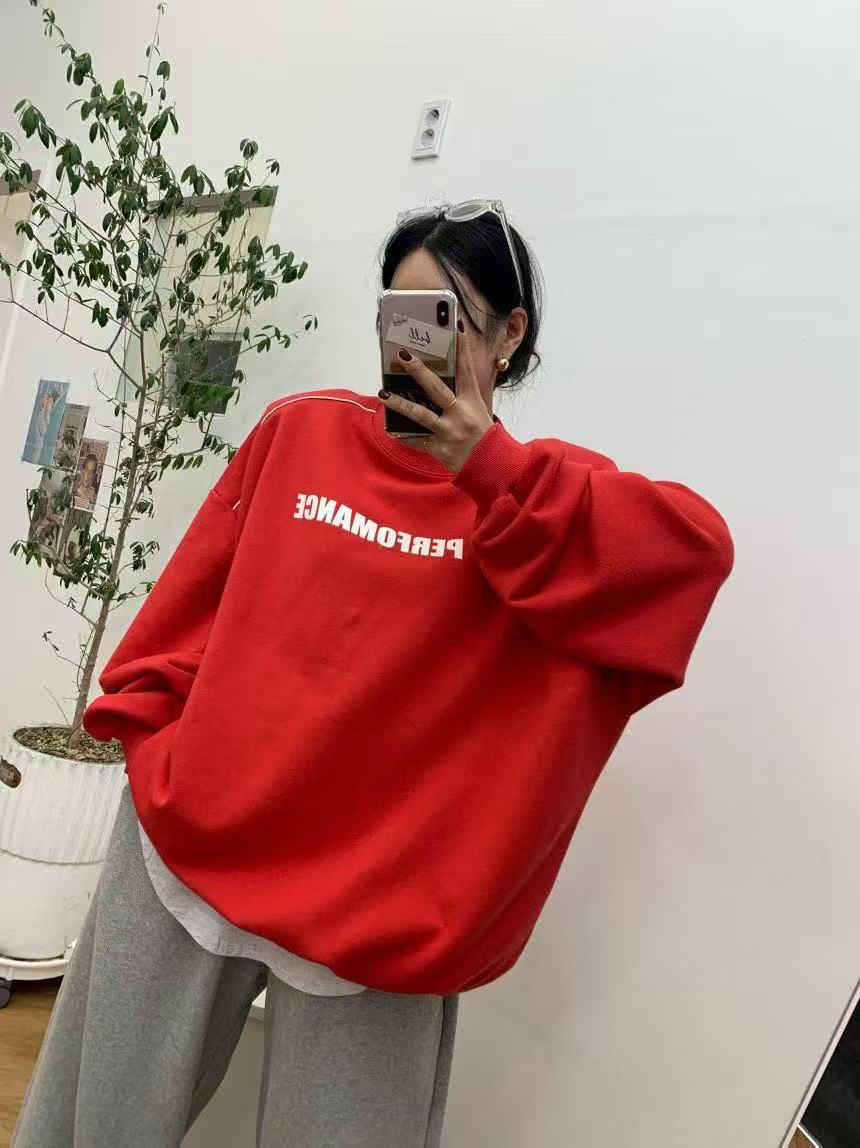 圓領字母印花寬鬆休閒衛衣