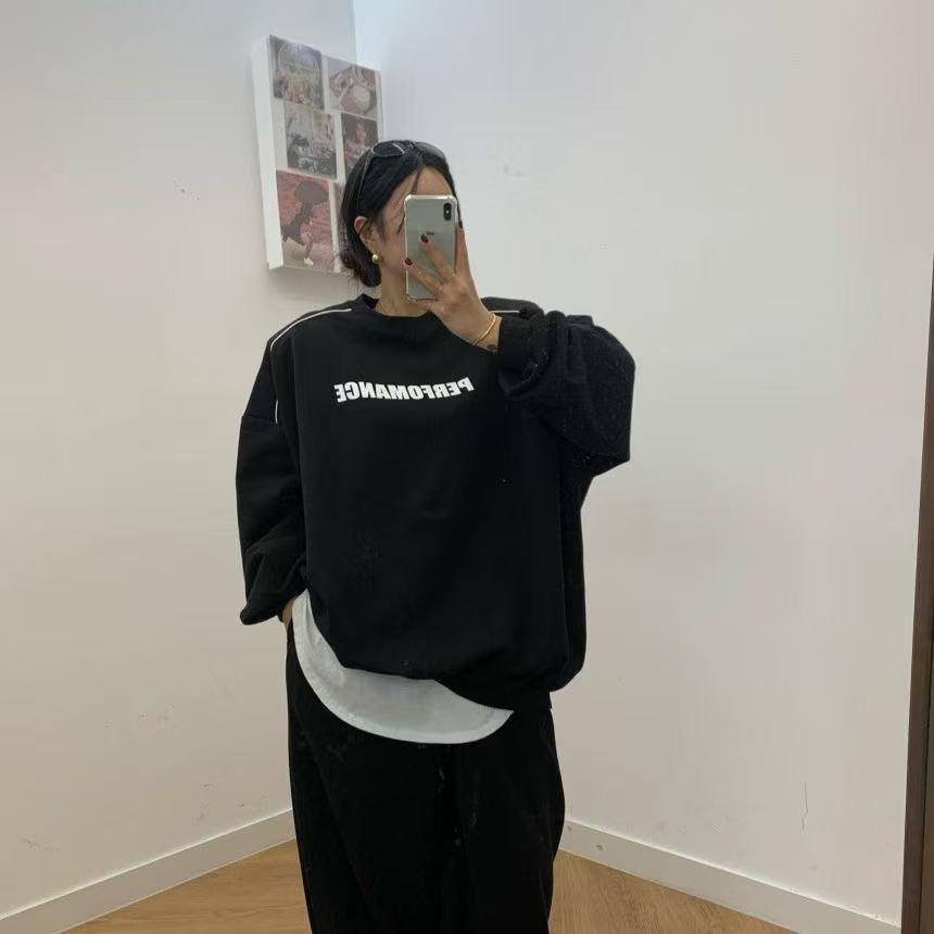 圓領字母印花寬鬆休閒衛衣