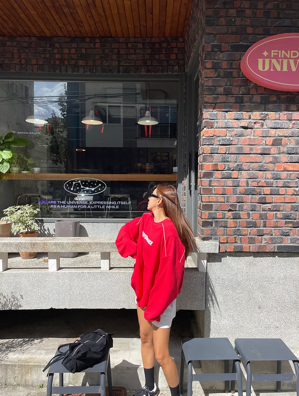 圓領字母印花寬鬆休閒衛衣