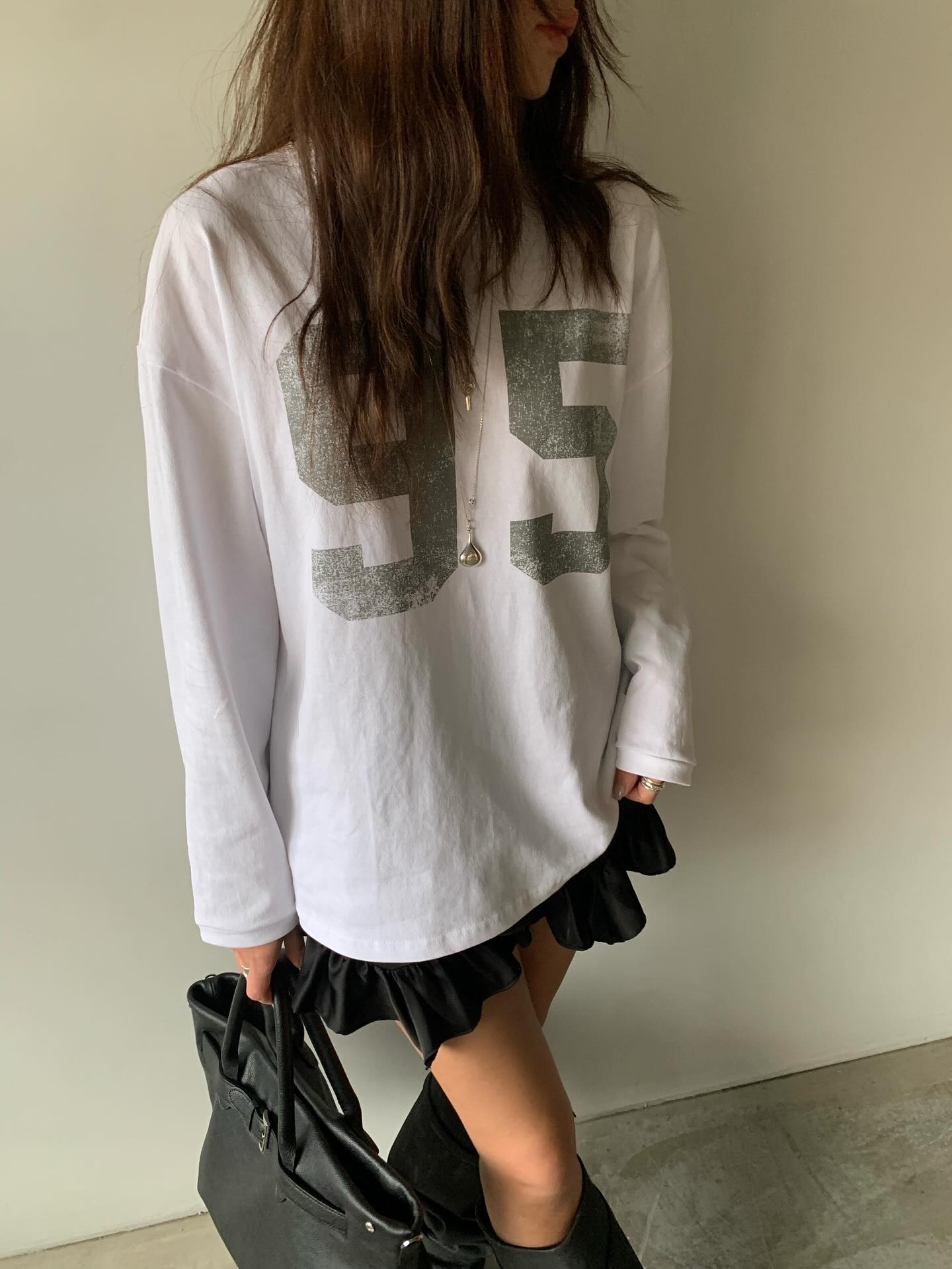 數字簡約百搭通勤長袖T卹