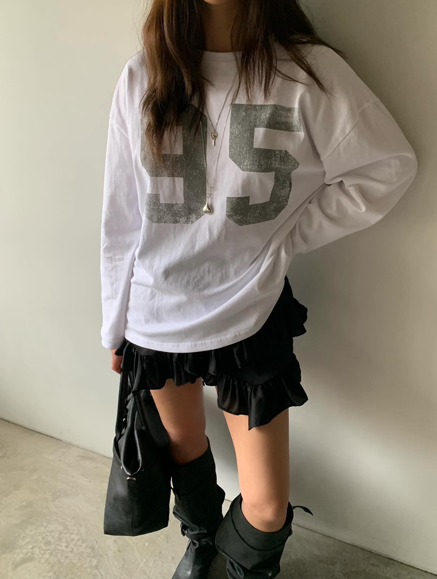 數字簡約百搭通勤長袖T卹