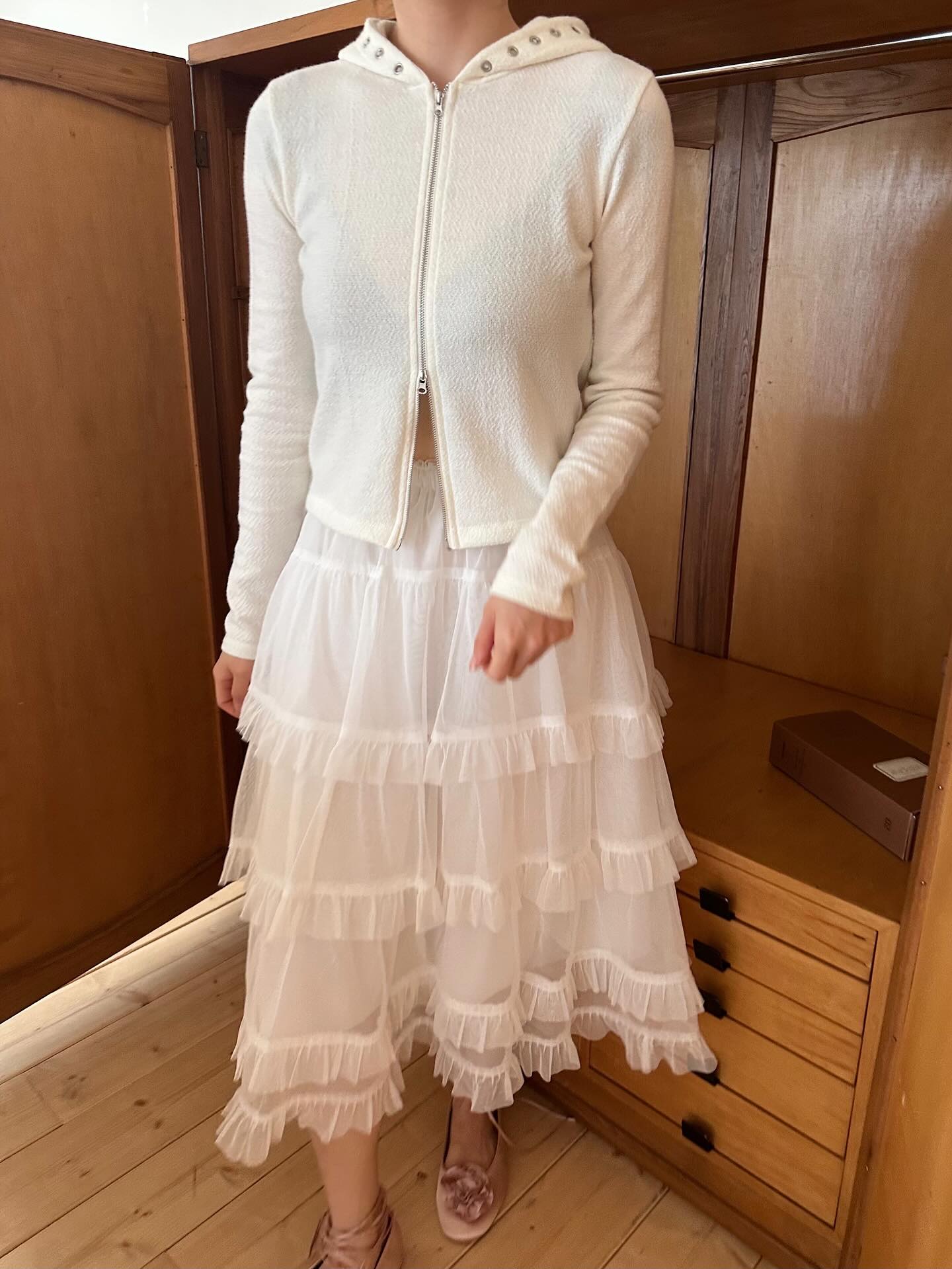 鬆緊腰網紗層疊蛋糕半身裙