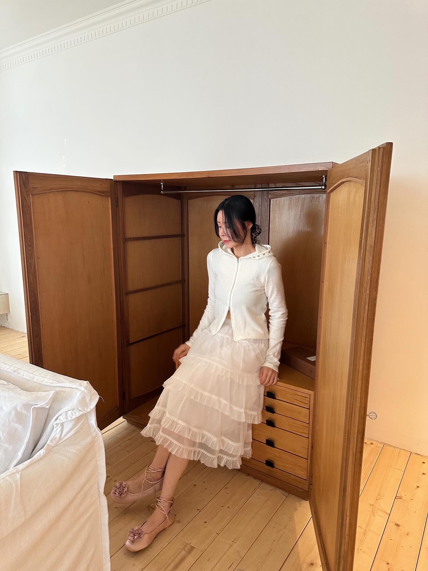 鬆緊腰網紗層疊蛋糕半身裙