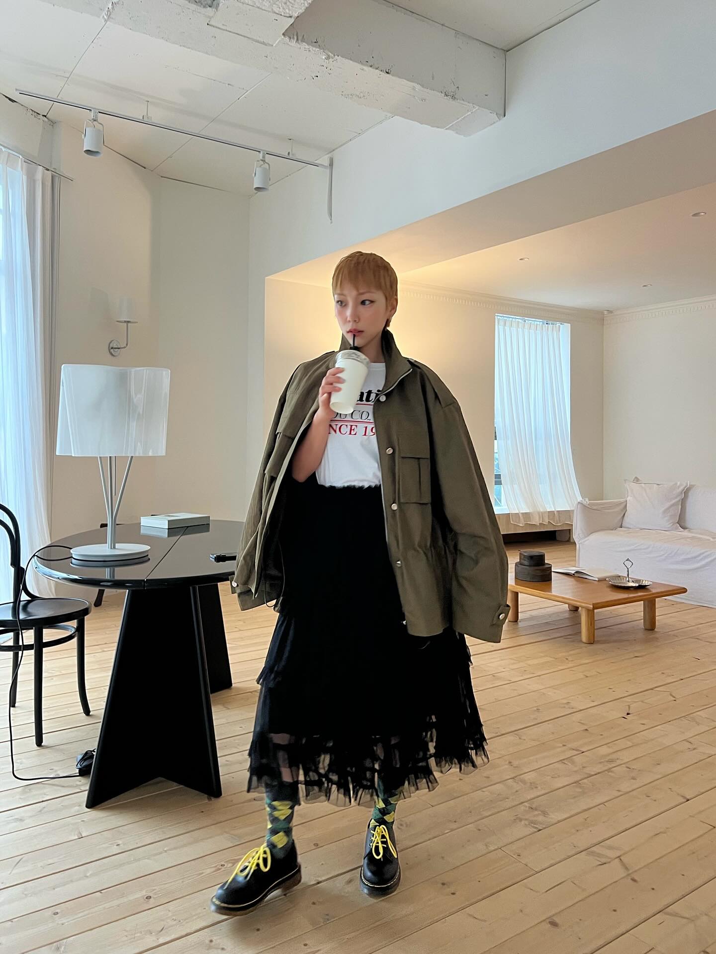 鬆緊腰網紗層疊蛋糕半身裙