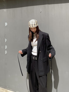 翻領綁帶中長款西裝外套