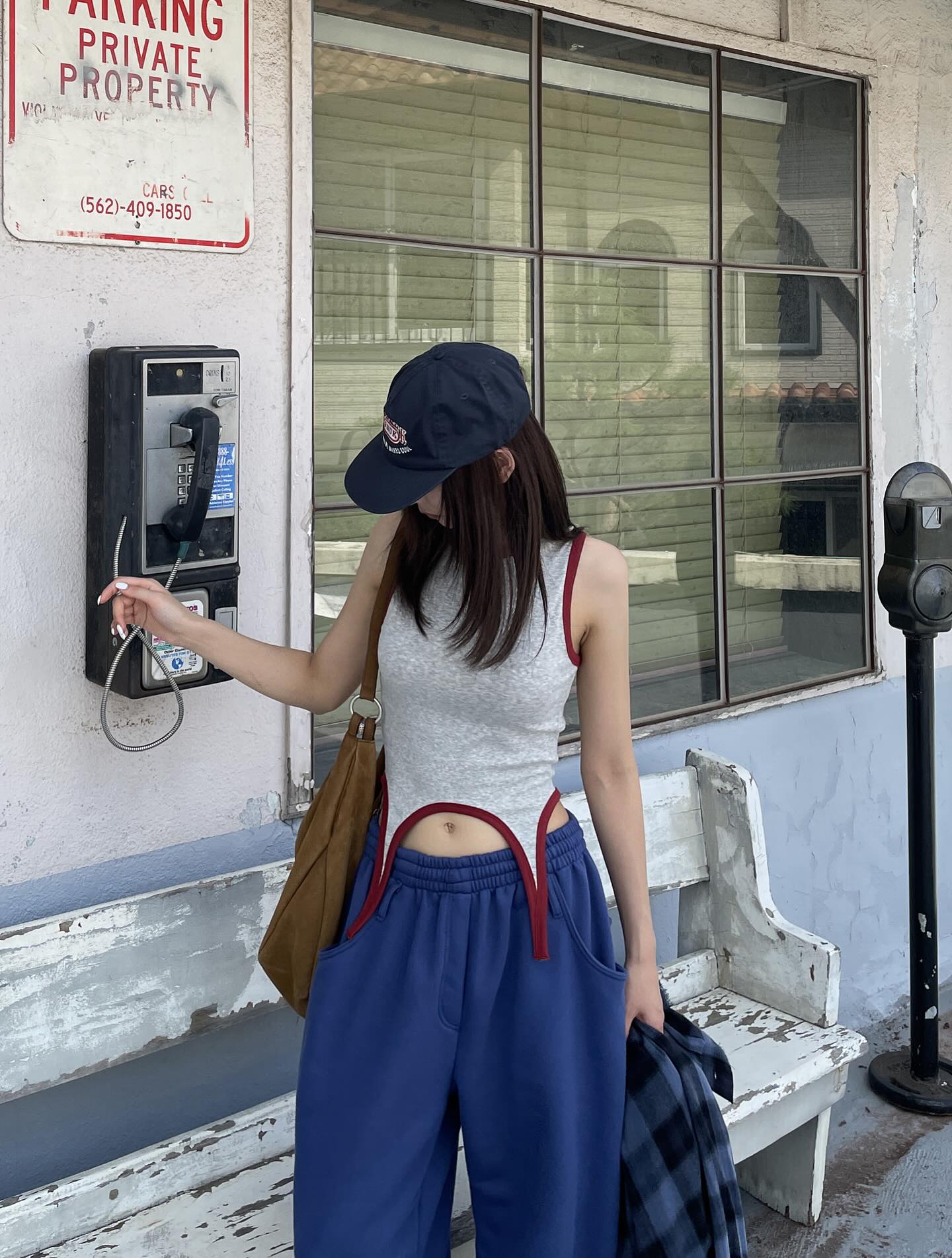設計感拼色無袖背心