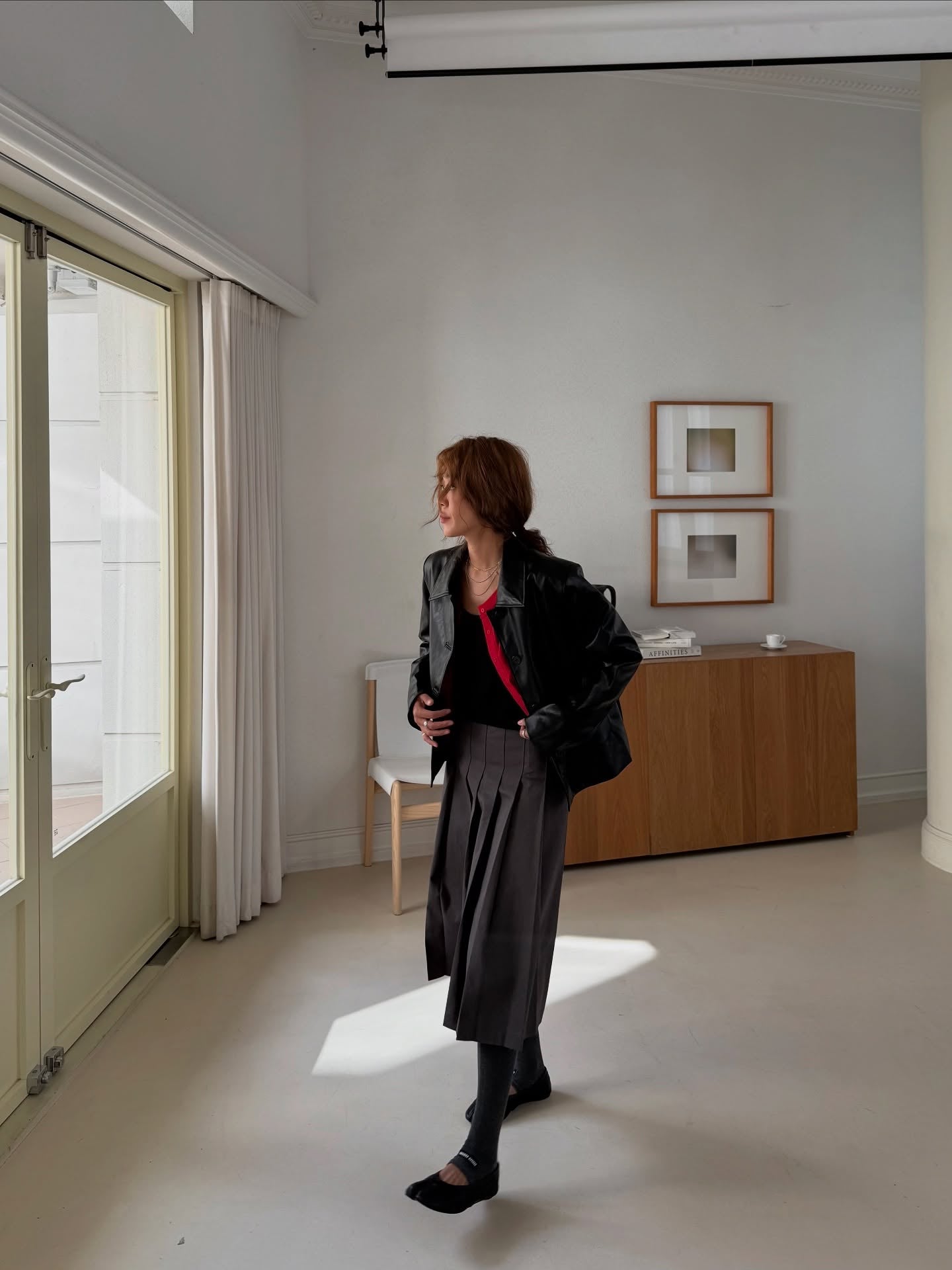 復古簡約氣質翻領短款皮衣外套