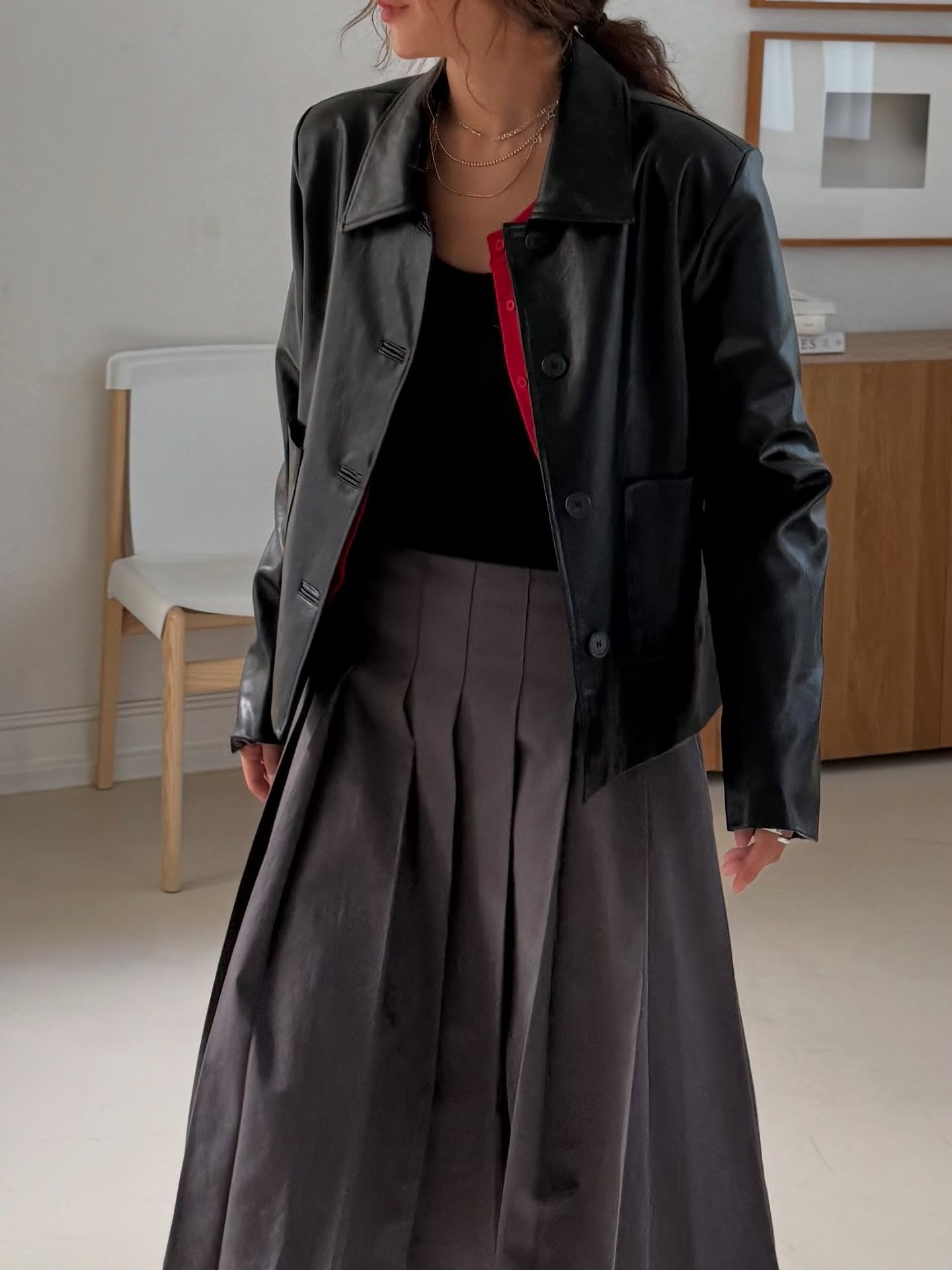 高腰顯瘦中長a字百褶裙