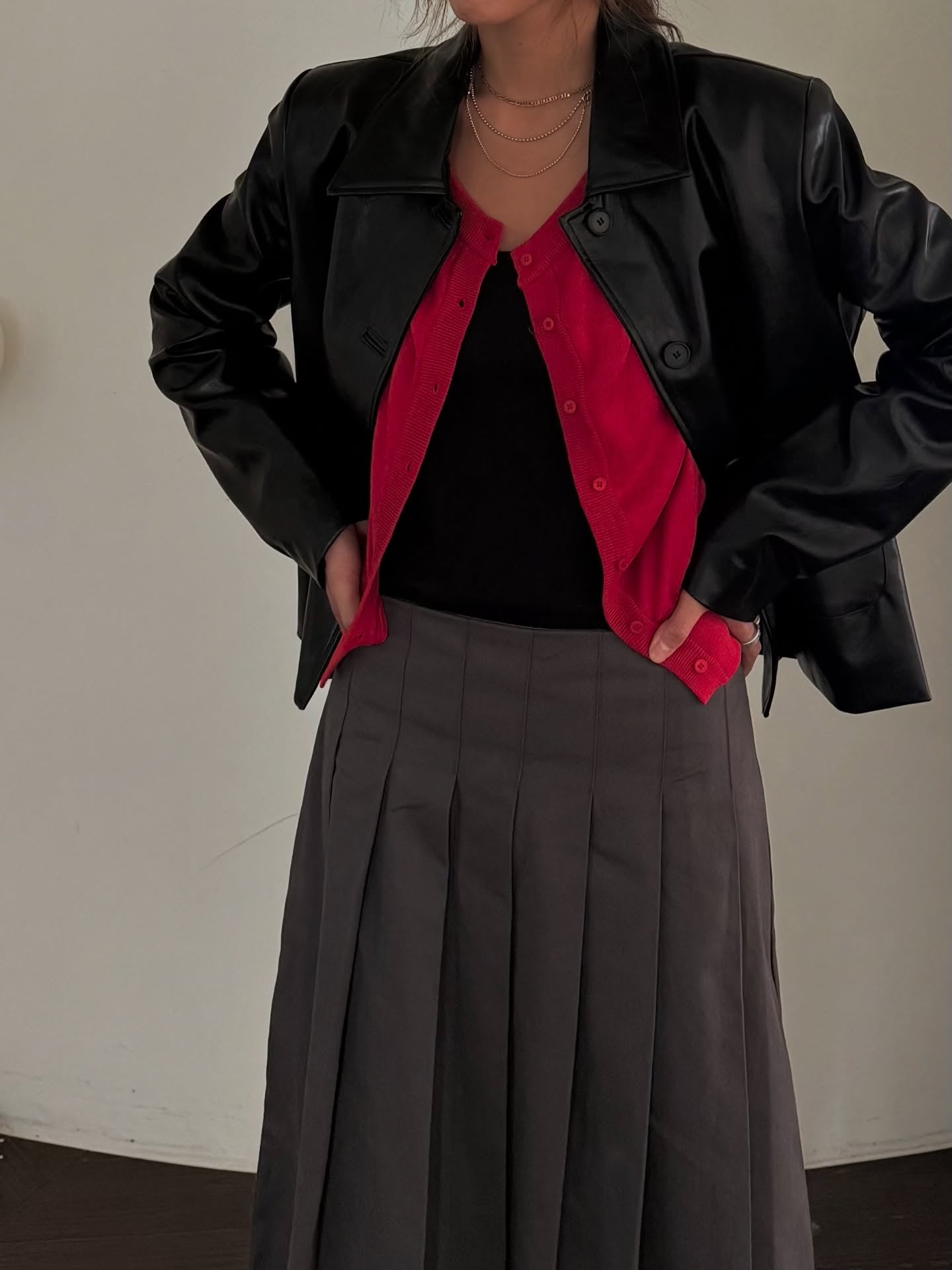 高腰顯瘦中長a字百褶裙