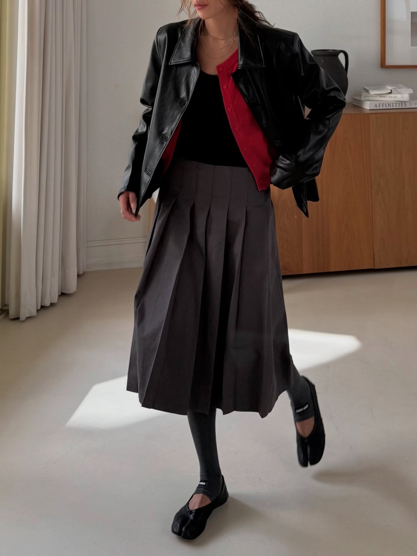 復古簡約氣質翻領短款皮衣外套