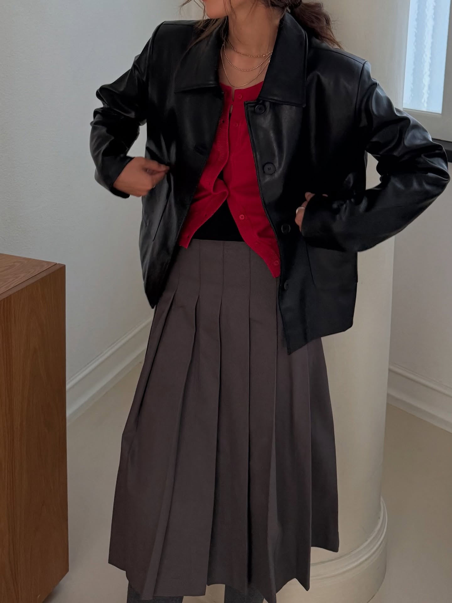 高腰顯瘦中長a字百褶裙