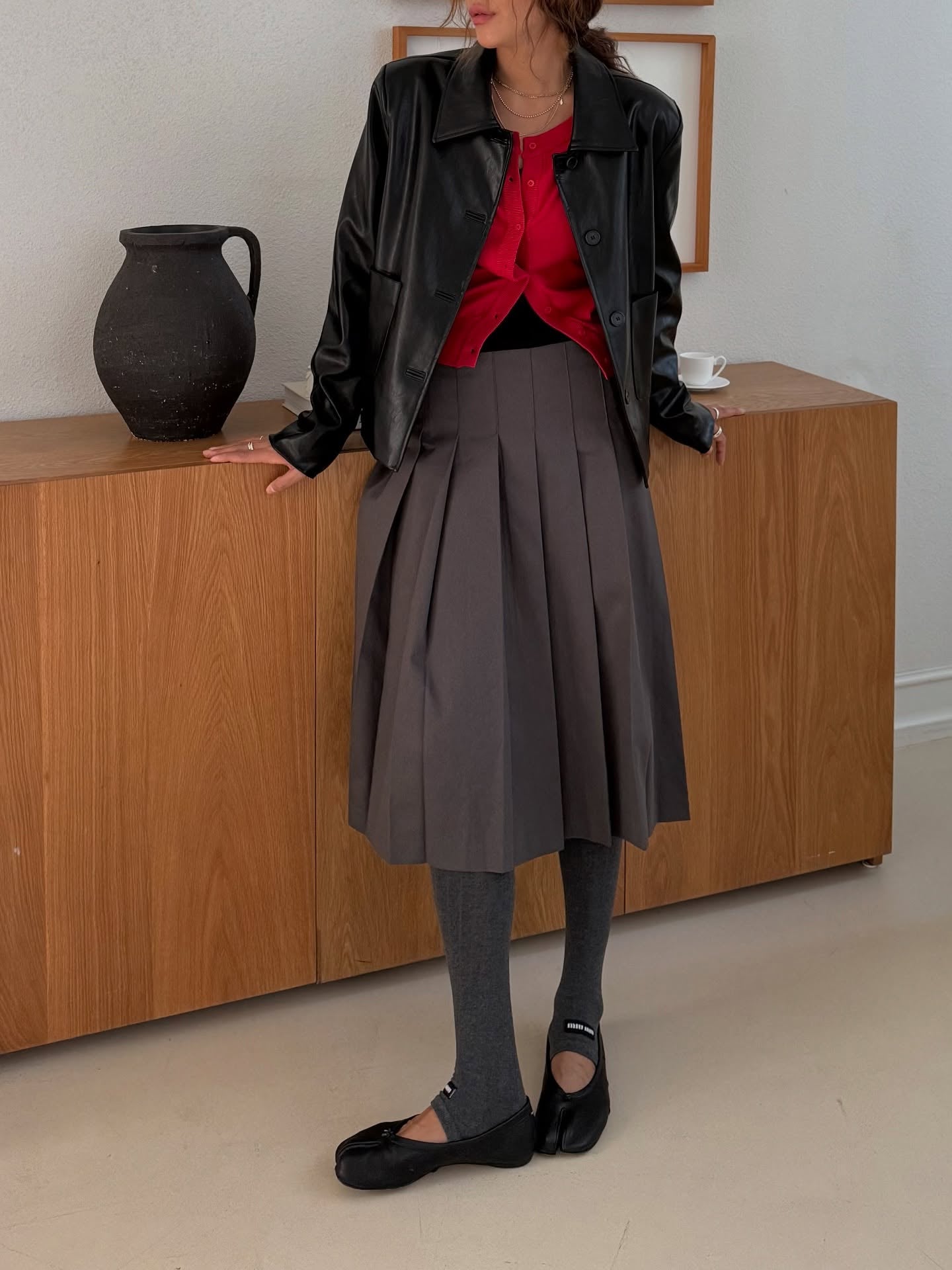 高腰顯瘦中長a字百褶裙