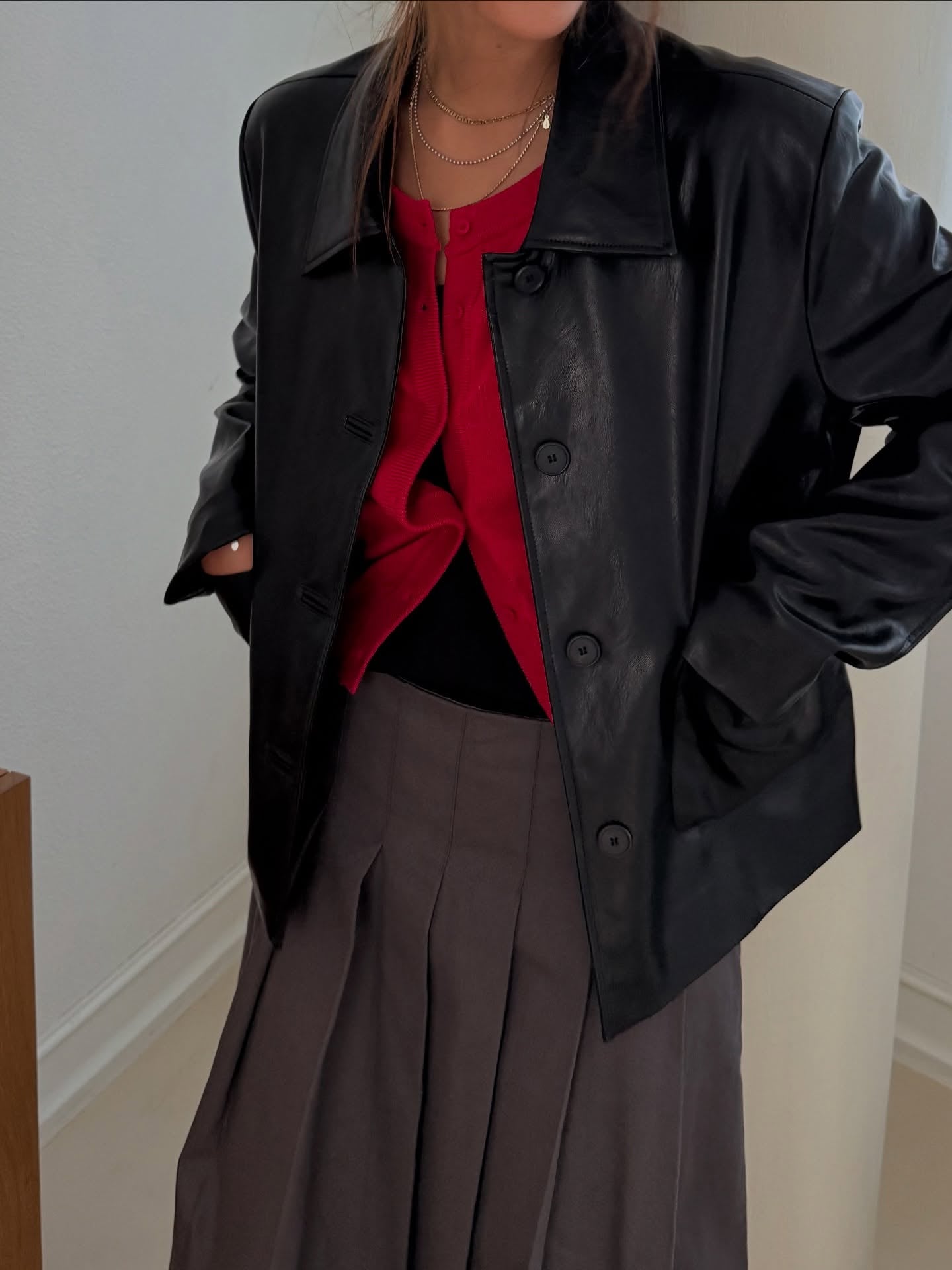 高腰顯瘦中長a字百褶裙