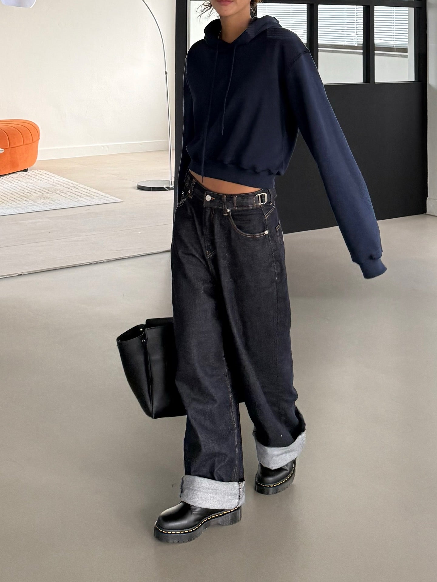 連帽抽繩潮版短衛衣