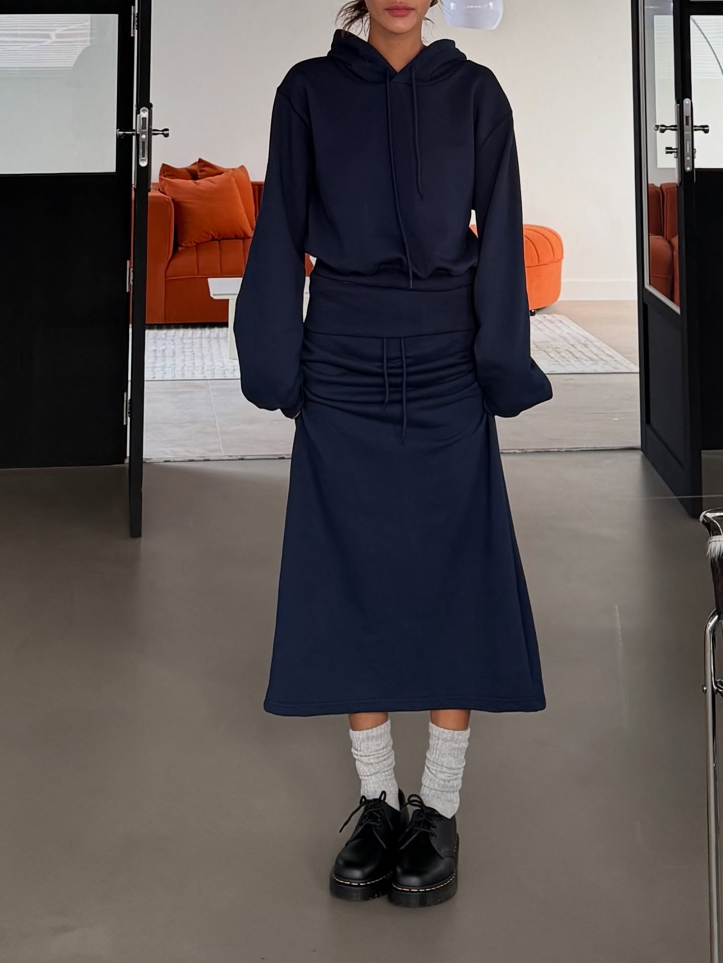 連帽抽繩潮版短衛衣