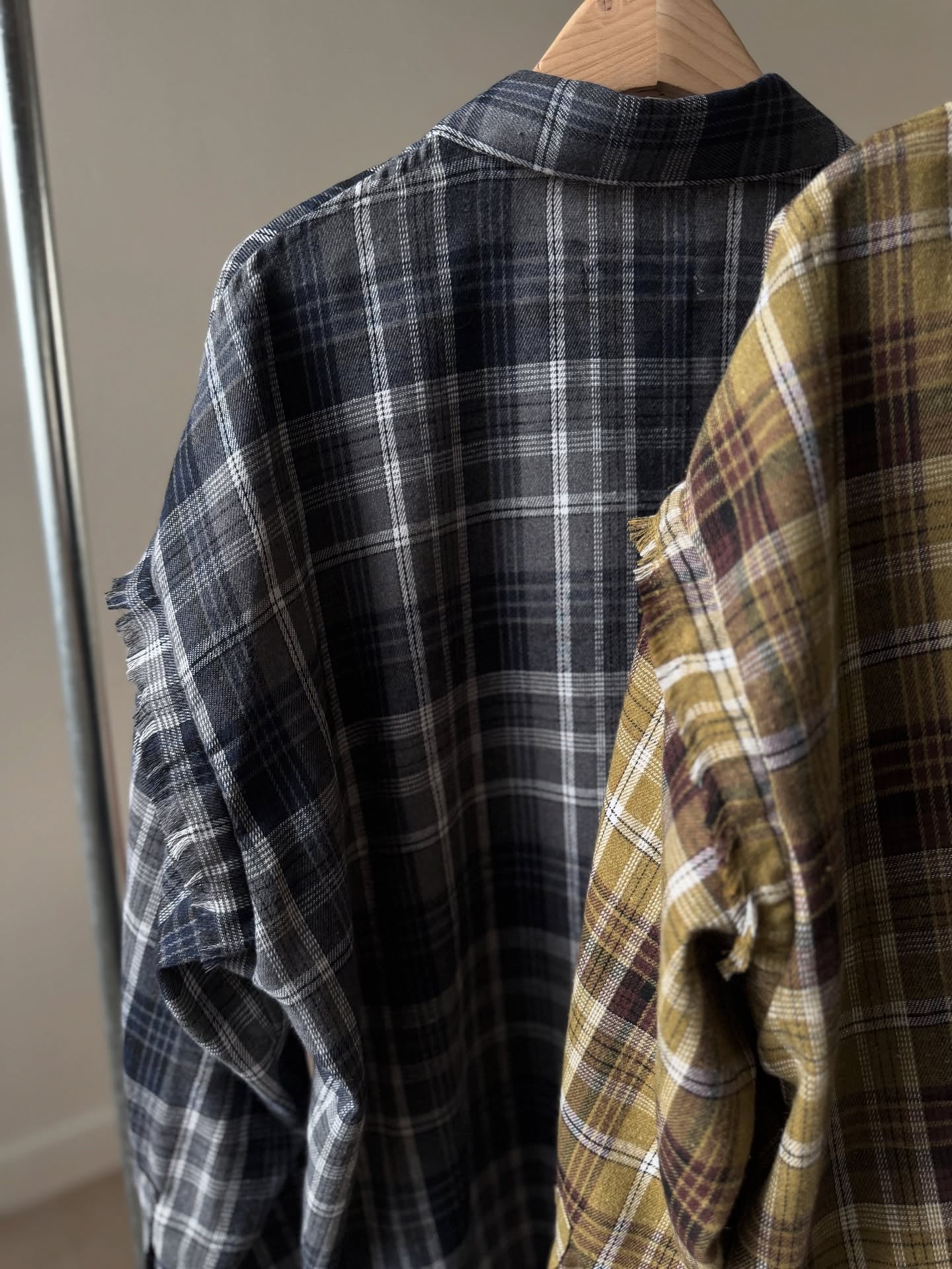 流蘇格紋寬鬆襯衫