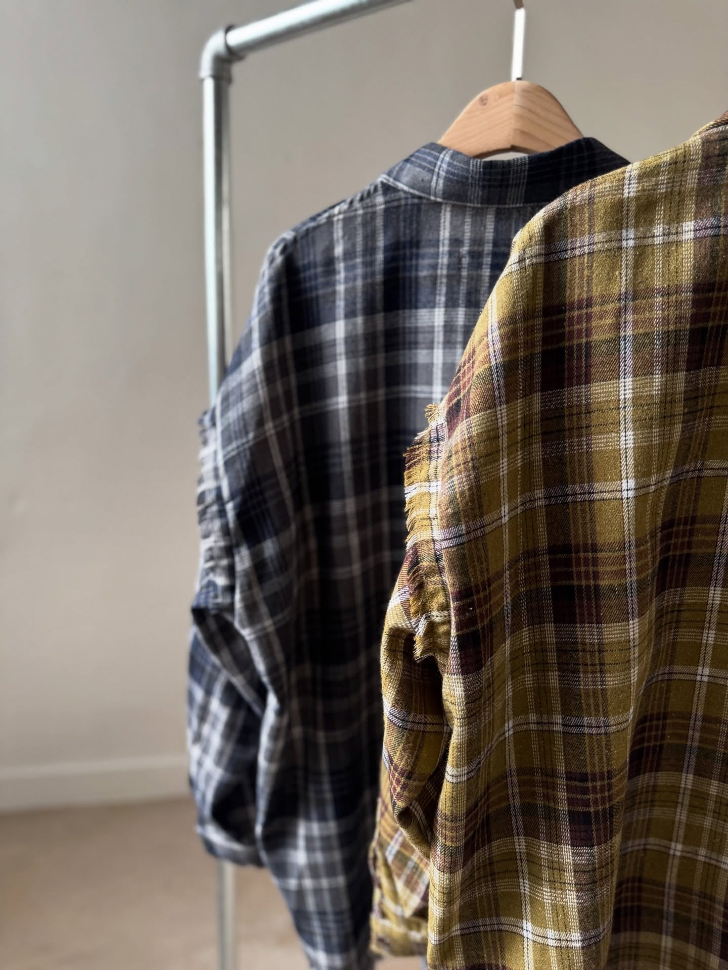 流蘇格紋寬鬆襯衫