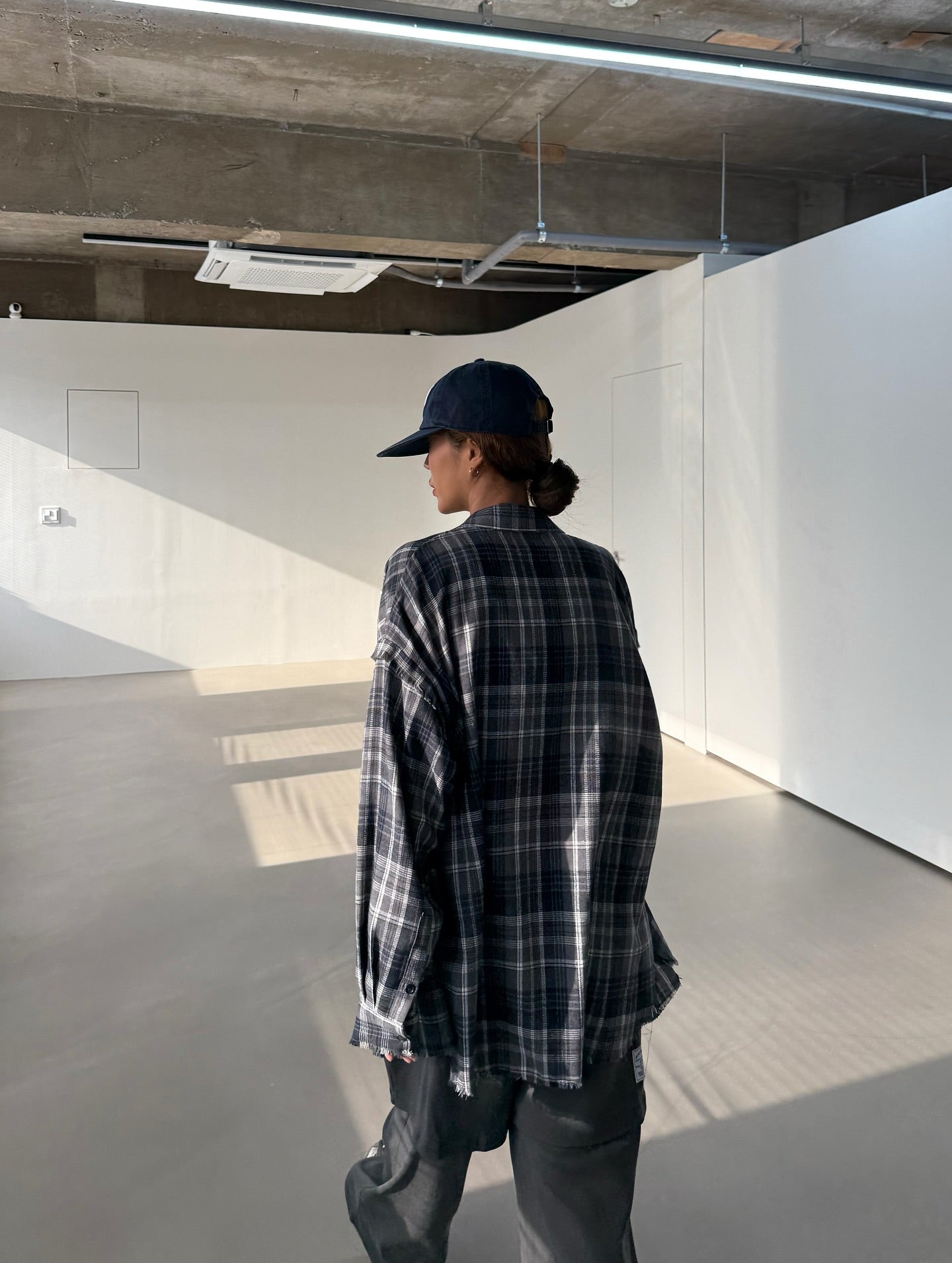 流蘇格紋寬鬆襯衫