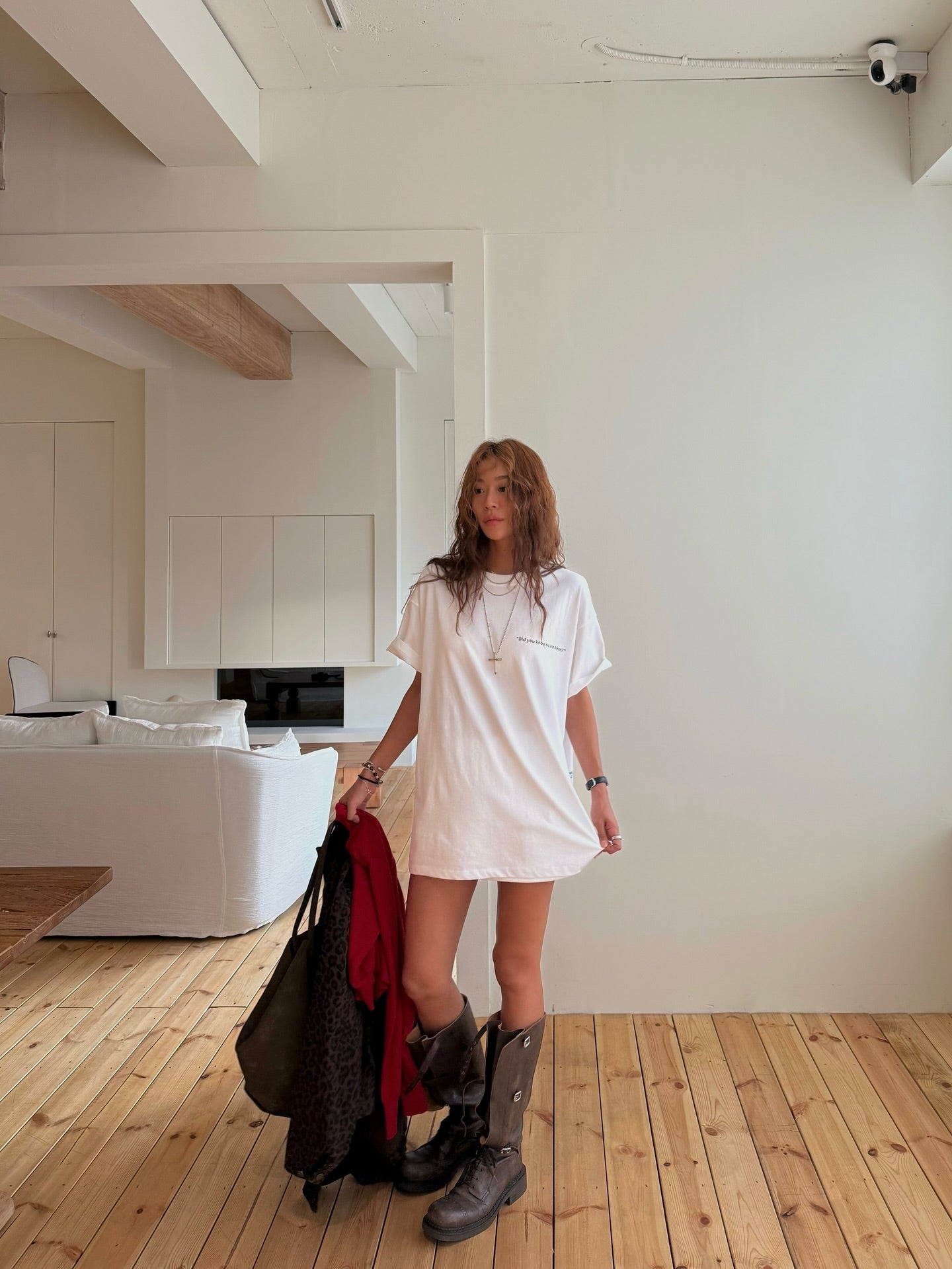 寬鬆顯瘦圓領小字母印花短袖T卹